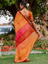 Vasthrlay Bandhani Printed Orange And Pink Saree With Unstitched Blouse Piece