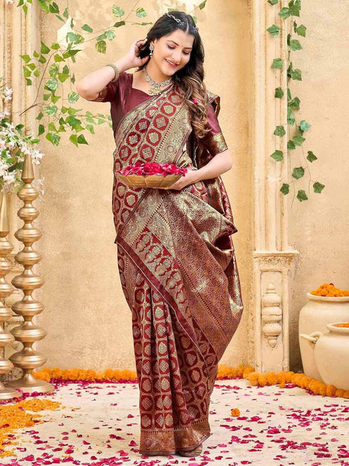 Vasthrlay Banarasi Weaving Pista Saree