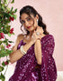 Vasthrlay Womens Printed Wine Saree With Unstitched Blouse Piece