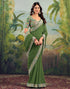 Vasthrlay Georgette Embroidery Unstitched Green Saree