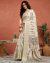 Vasthrlay Womens Printed Unstitched White Saree