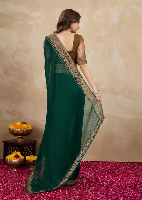 Vasthrlay Chiffon Embroidery Red Ethnic Wear