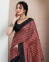 Vasthrlay Bandhani Printed Maroon Saree With Black Unstitched Blouse Piece