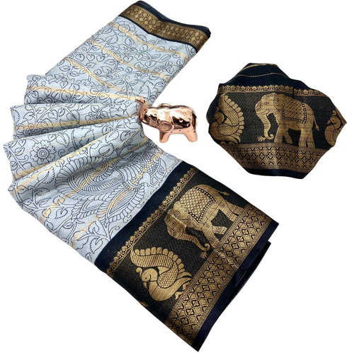 Vasthrlay Kalamkari Contrast Royalblue