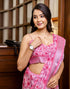 Vasthrlay Womens Printed Unstitched Cream Saree