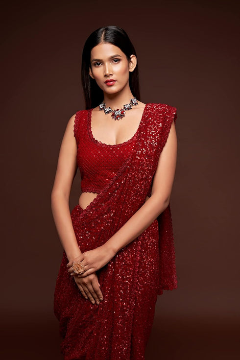 Vasthrlay Georgette Sequins Blouse Ethnic Wear