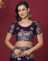 Vasthrlay Kanjivaram Banarasi Dark Purple | Golden Border Saree With Unstitched Blouse Piece