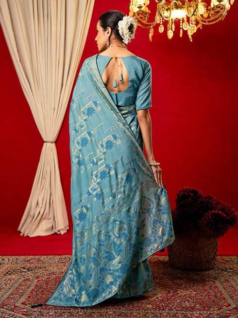 Vasthrlay Vichitra Printed Unstitched Maroon Saree