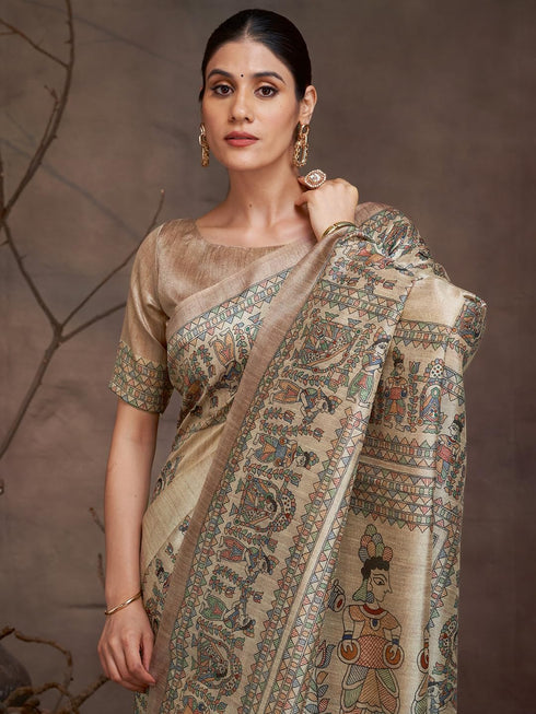 Vasthrlay Madhubani Printed Unstitched Hs Ethnic Wear