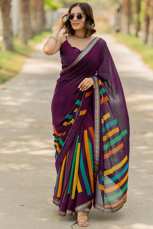 Vasthrlay Fashion Georgette Geometric Green Ethnic Wear