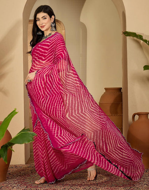 Vasthrlay Georgette Embroidery Unstitched Yellow Saree