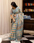 Vasthrlay Womens Cotton Unstitched Teal Saree