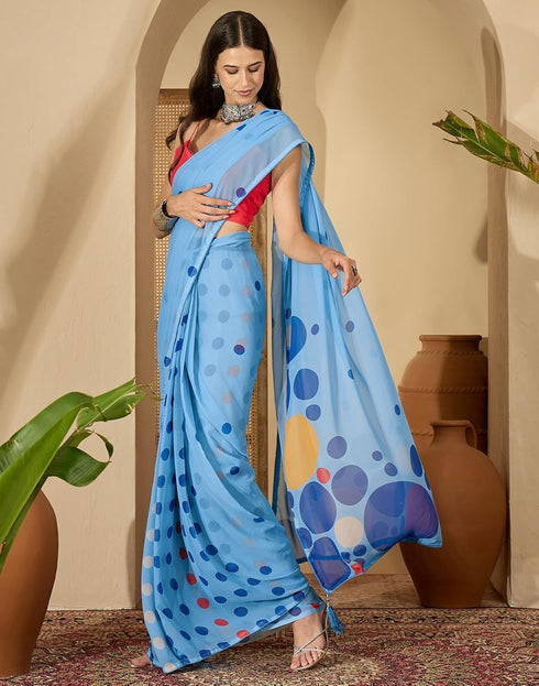 Vasthrlay Georgette Printed Unstitched Pink Saree