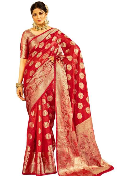 Vasthrlay Women's Organza Designer Unstitched Saree