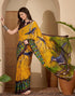Vasthrlay Womens Printed Unstitched White Saree