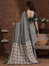 Vasthrlay Weaving Printed Black And Beige Saree With Unstitched Blouse Piece