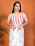 Vasthrlay White Digital Print Linen Ready To Wear Saree