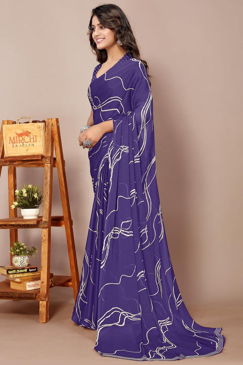 Vasthrlay Fashion Georgette Geometric Dusty Ethnic Wear