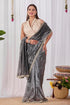 Vasthrlay Black Plain Shimmer Saree With Sequin Border Andunstitched Blouse Piece