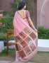 Vasthrlay Womens Printed Light Pink Saree With Unstitched Blouse Piece