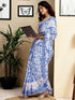 Vasthrlay Womens Printed Unstitched White Saree