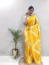 Vasthrlay Yellow Printed Unstitched Saree