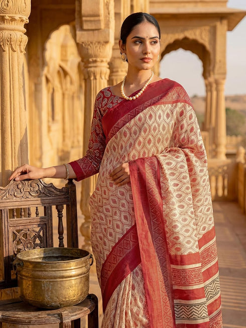 Vasthrlay Banglori Printed Dusty Saree