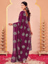 Vasthrlay Vichitra Printed Unstitched Rani Pink Saree