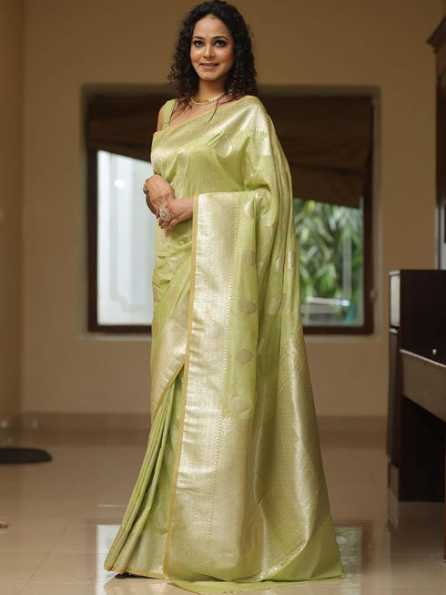 Vsathrlay Saree Kanjivaram Silk Pari Gold