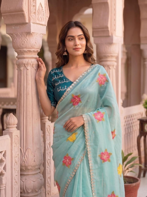 Vasthrlay Handcrafted Embroidered Contrast
