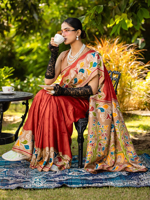 Vasthrlay Madhubani Printed Unstitched Hs Ethnic Wear