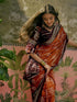 Vasthrlay Georgette Printed Rust Saree With Unstitched Blouse Piece