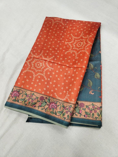 Vasthrlay Tussar Bandhani Kalmkari
