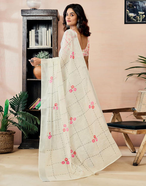 Vasthrlay Womens Printed Unstitched Olive Green Saree
