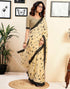 Vasthrlay Womens Printed Cream Saree With Unstitched Blouse Piece