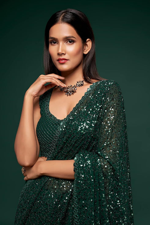 Vasthrlay Georgette Sequins Blouse Ethnic Wear