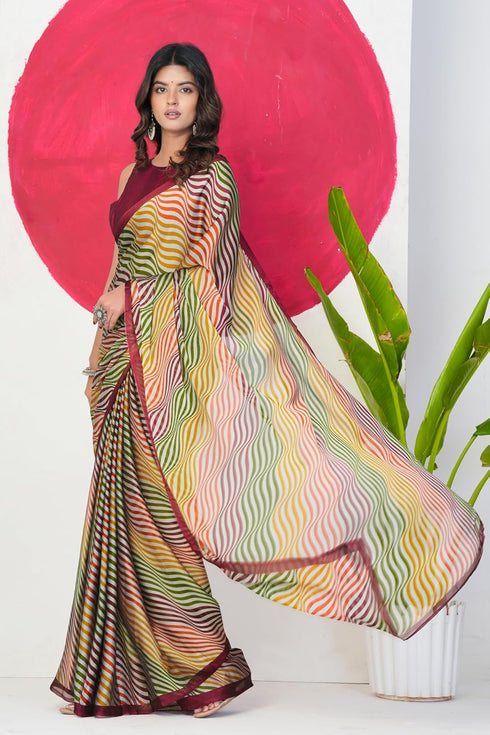 Vasthrlay Fashion Chiffon Georgette Teal Ethnic Wear