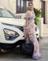 Vasthrlay Womens Printed Unstitched White Saree