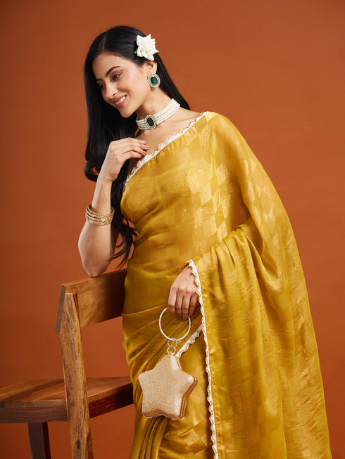 Vasthrlay Orange Unstitched Saree