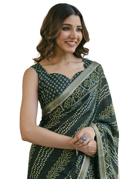 Vasthrlay Georgette Bandhani Unstitched Purple Saree