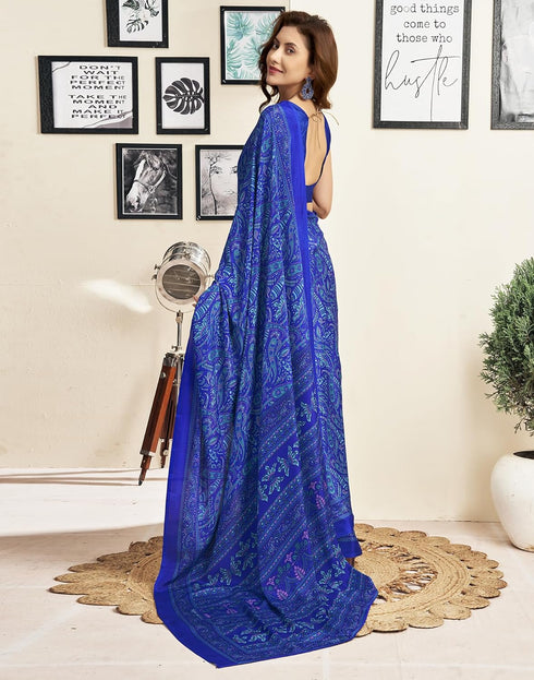Vasthrlay Womens Printed Unstitched Brown Saree