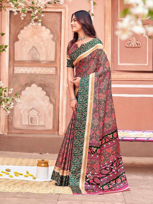 Vasthrlay Womens Printed Unstitched Purple Saree