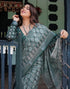 Vasthrlay Womens Printed Unstitched Light Green Saree