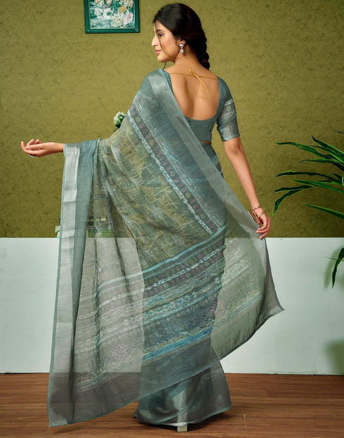 Vasthrlay Womens Cotton Printed Brown Saree