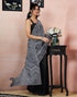 Vasthrlay Printed Chanderi Black And White Saree With Unstitched Blouse Piece