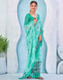 Vasthrlay Georgette Bandhani Turquoise Saree With Unstitched Blouse Piece
