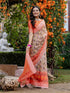 Vasthrlay Womens Printed Peach Saree With Unstitched Blouse Piece