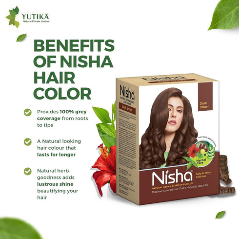 Nisha Natural Henna Powder for Hair Colour | Dark Brown