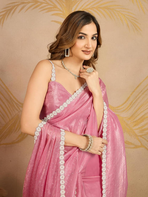 Vasthrlay Siroski Unstitched Morpeach Ethnic Wear