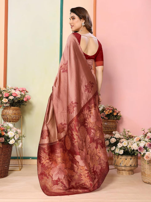 VasthrlayKanjivaram Banarasi Unstitched Mustard Free Ethnic Wear